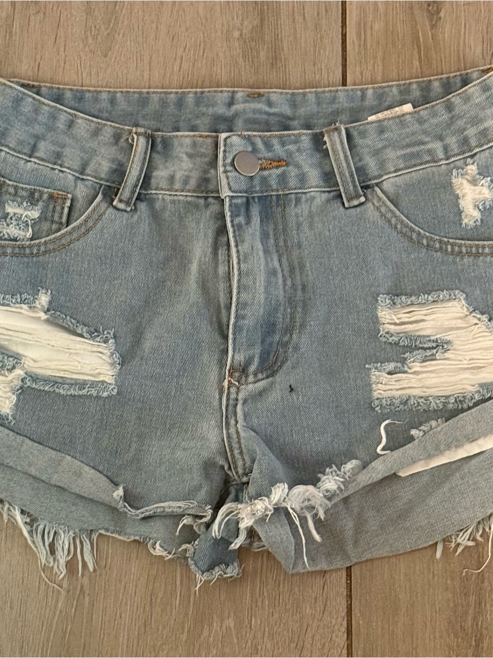 SHEIN Light Blue Distressed Denim Jean Shorts